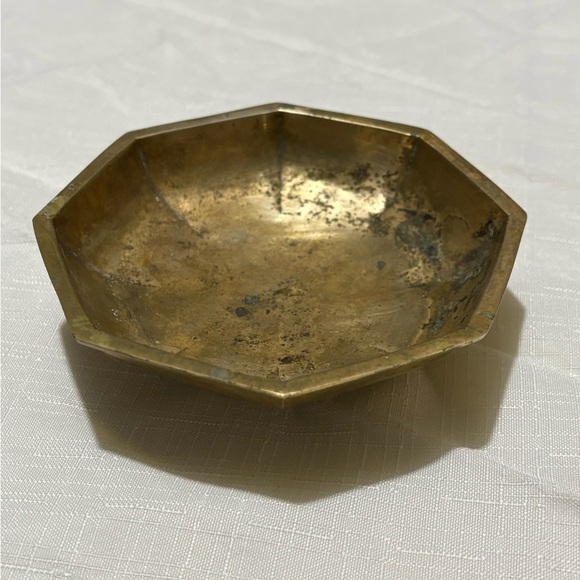 Vintage Brass Octagonal Decorative Accent Bowl - Picture 1 of 7
